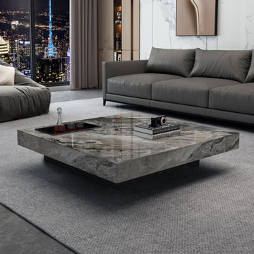 Luxury Square Marbling Coffee Table with Metal Legs
